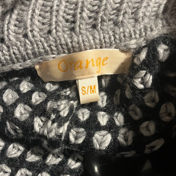 Orange Chunky Knit Sweater Dress with Pockets - Picture 2 of 4